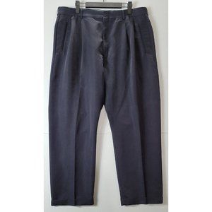 Men's Haggar Collection Navy Blue Khaki Pants Pleated Front Size 38 x 31